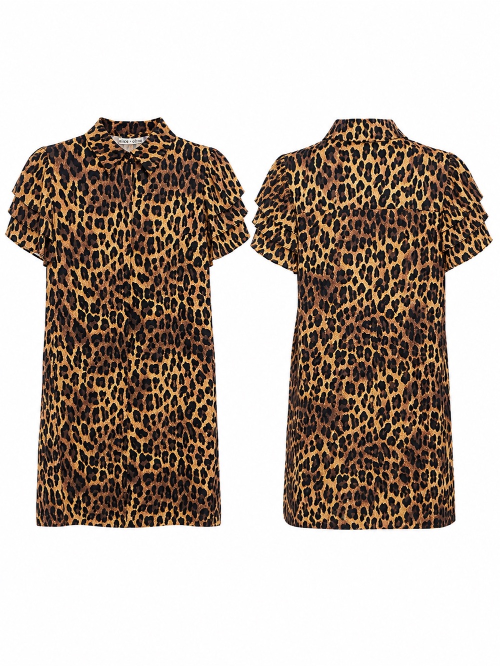 Alice + Olivia Leopard Print Shift Dress in Brown and Black NEW